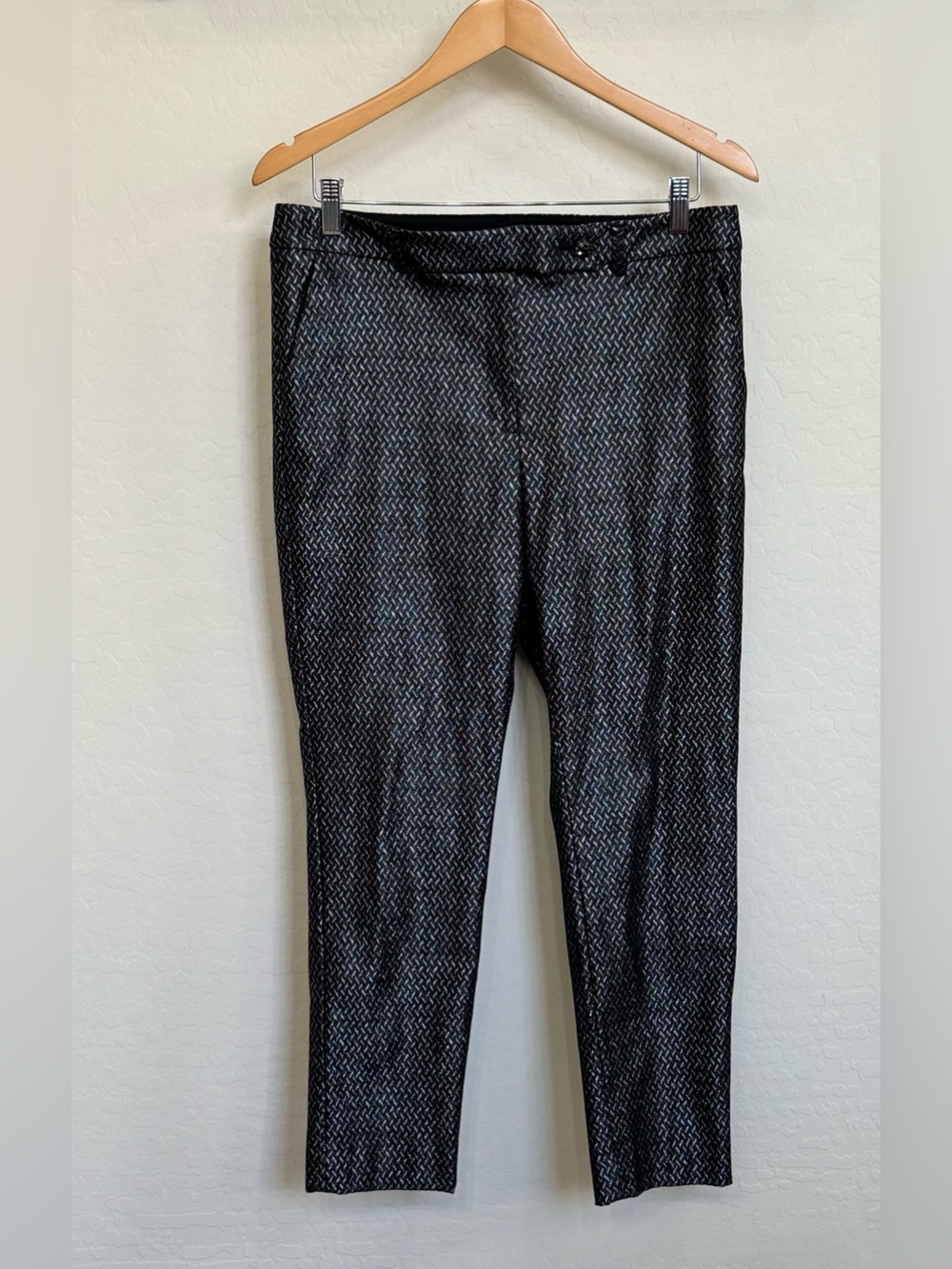 White House Black Market The Slim Ankle Metallic Jacquard Pants Size 8 Holiday